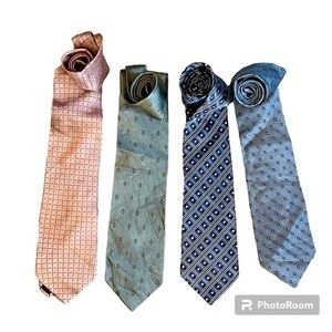 Mens 100% Silk Ties-Lot Of 4